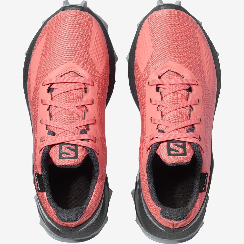Kids' Salomon ALPHACROSS BLAST CLIMASALOMON™ WATERPROOF Trail Running Shoes Coral | BSDP-59720