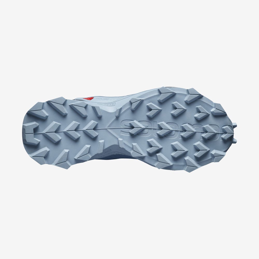Kids' Salomon ALPHACROSS BLAST CLIMASALOMON™ WATERPROOF Trail Running Shoes Blue/Navy/Blue | COWJ-38407