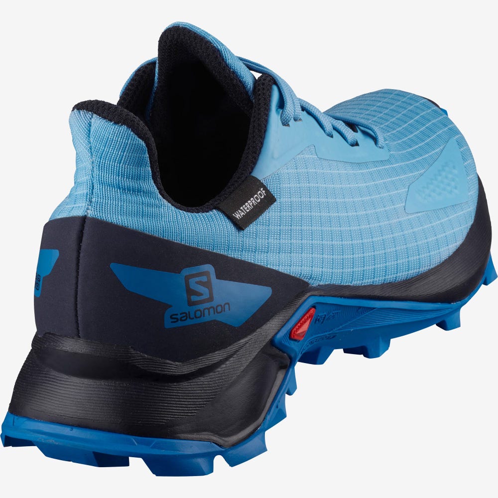 Kids' Salomon ALPHACROSS BLAST CLIMASALOMON™ WATERPROOF Trail Running Shoes Blue/Navy/Indigo | LAHS-85301