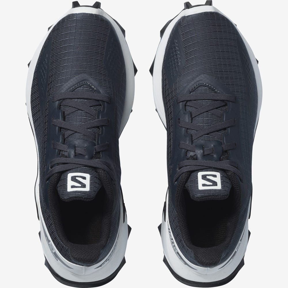 Kids' Salomon ALPHACROSS BLAST Running Shoes White/Black | DLZM-59406