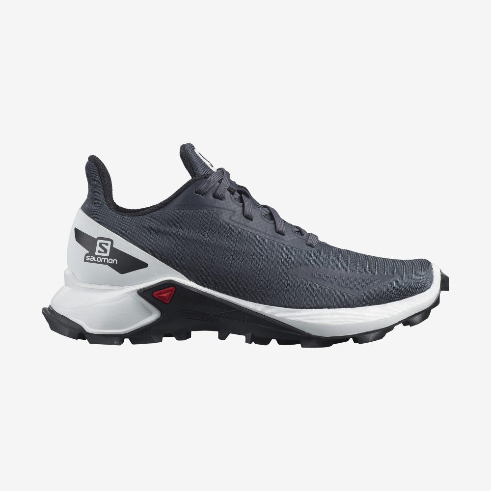 Kids\' Salomon ALPHACROSS BLAST Running Shoes White/Black | DLZM-59406