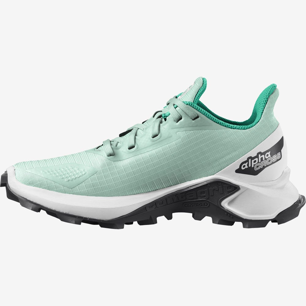 Kids' Salomon ALPHACROSS BLAST Running Shoes Green/White/Black | UJTF-91246