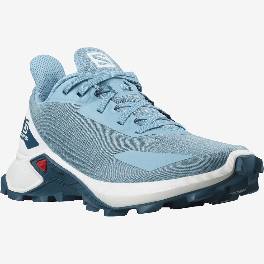 Kids' Salomon ALPHACROSS BLAST Running Shoes Blue/White/Blue | ZDJX-95624