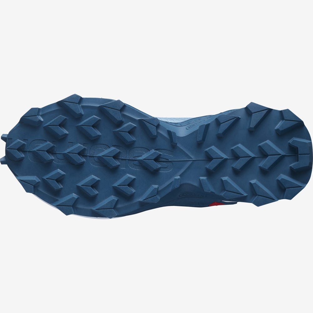 Kids' Salomon ALPHACROSS BLAST Running Shoes Blue/White/Blue | ZDJX-95624