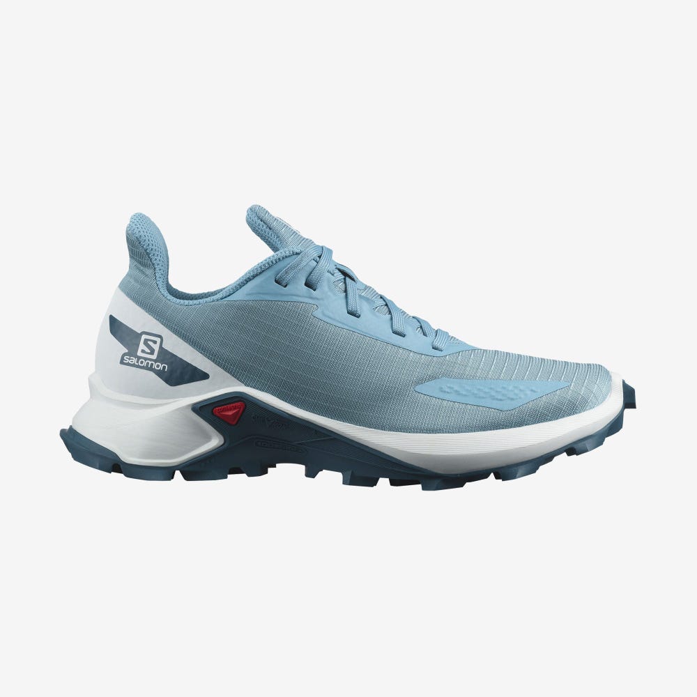 Kids\' Salomon ALPHACROSS BLAST Running Shoes Blue/White/Blue | ZDJX-95624