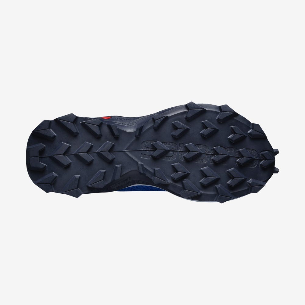 Kids' Salomon ALPHACROSS BLAST Trail Running Shoes Navy/Blue | KUEQ-17850