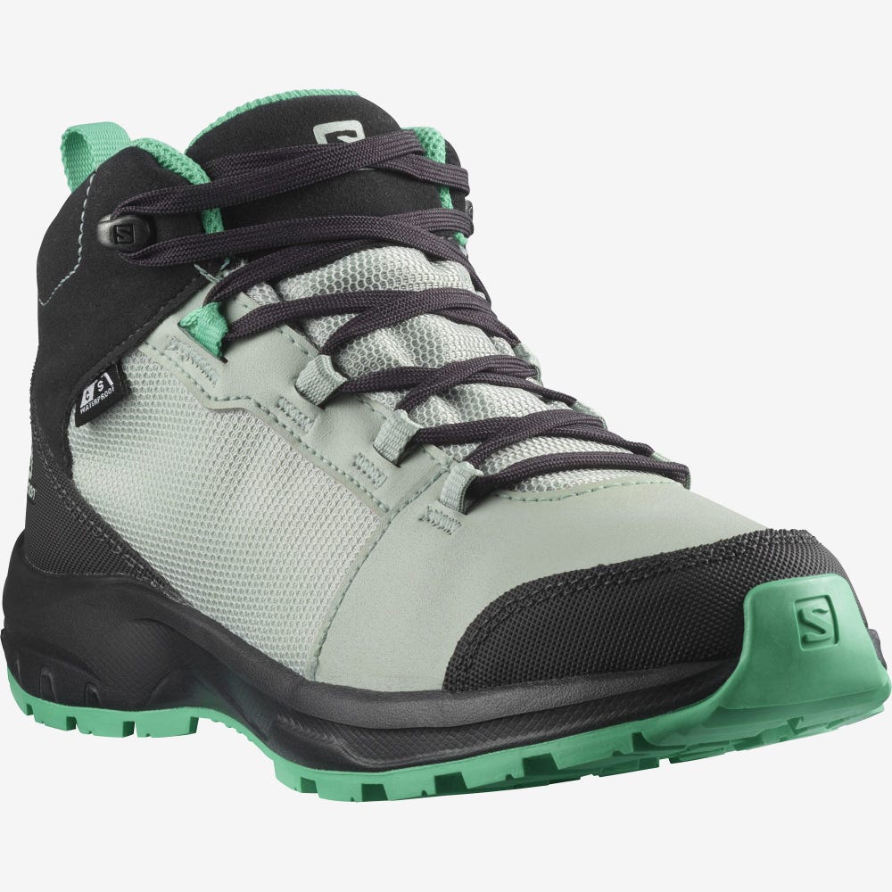 Kids' Salomon OUTWARD CLIMASALOMON™ WATERPROOF Hiking Boots Light Turquoise/Grey/Mint | OPAN-78543