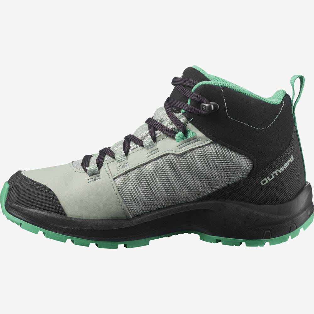 Kids' Salomon OUTWARD CLIMASALOMON™ WATERPROOF Hiking Boots Light Turquoise/Grey/Mint | OPAN-78543