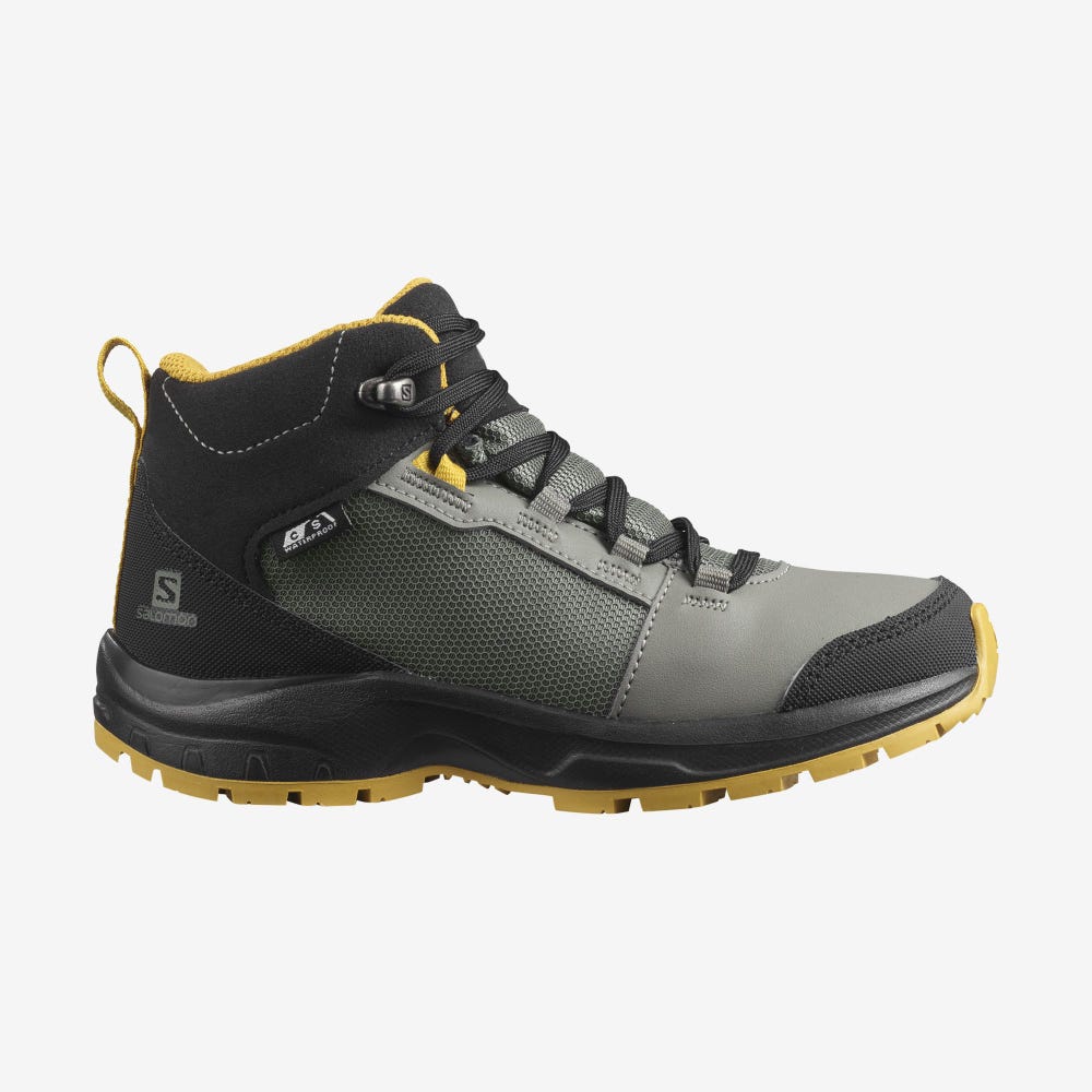 Kids\' Salomon OUTWARD CLIMASALOMON™ WATERPROOF Hiking Boots Grey/Black | RDUV-07165