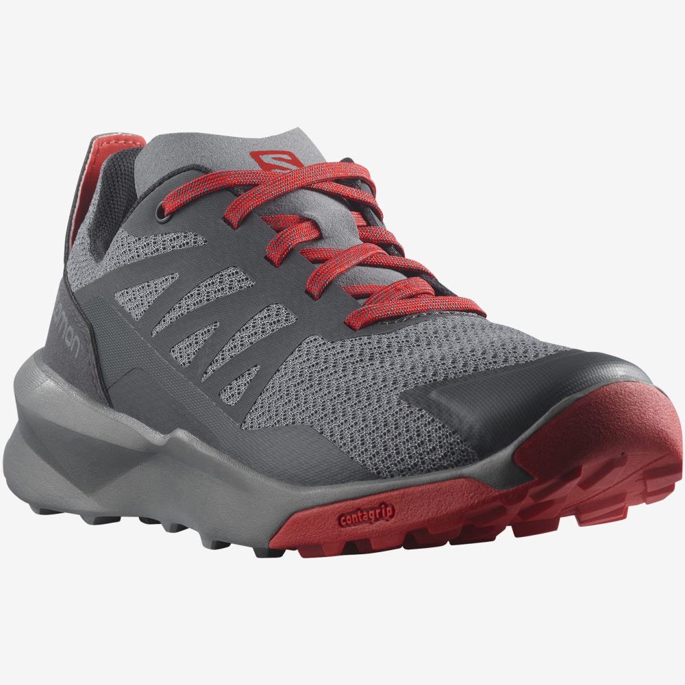 Kids' Salomon PATROL Trail Running Shoes Grey/Red | SGEV-42960