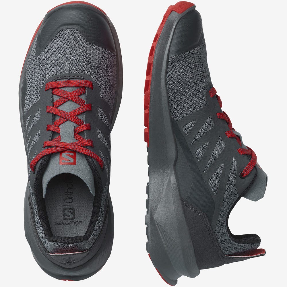 Kids' Salomon PATROL Trail Running Shoes Grey/Red | SGEV-42960