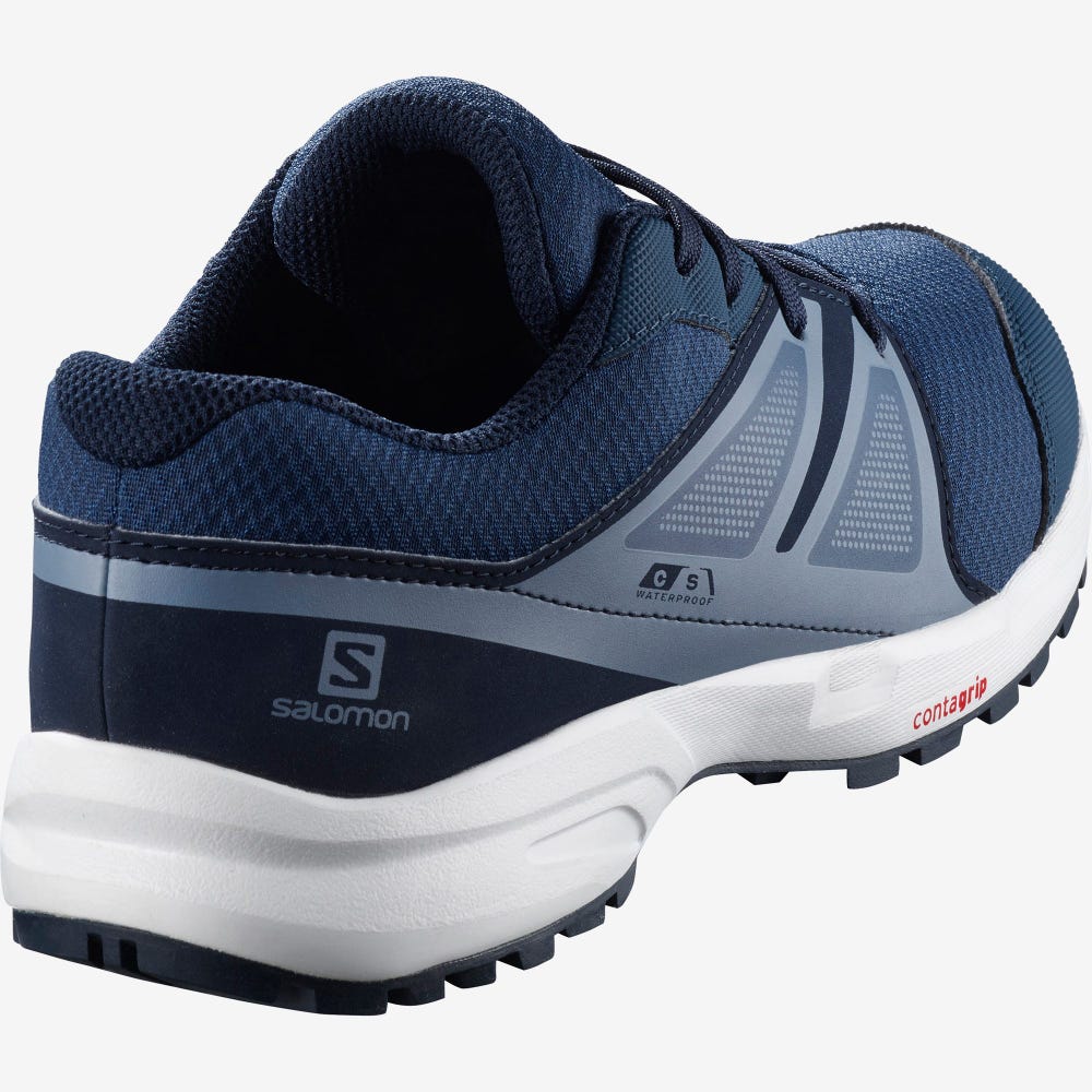 Kids' Salomon SENSE CLIMASALOMON™ WATERPROOF Running Shoes Navy/Grey | AVDZ-98015