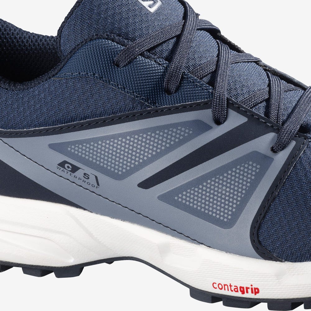 Kids' Salomon SENSE CLIMASALOMON™ WATERPROOF Running Shoes Navy/Grey | AVDZ-98015