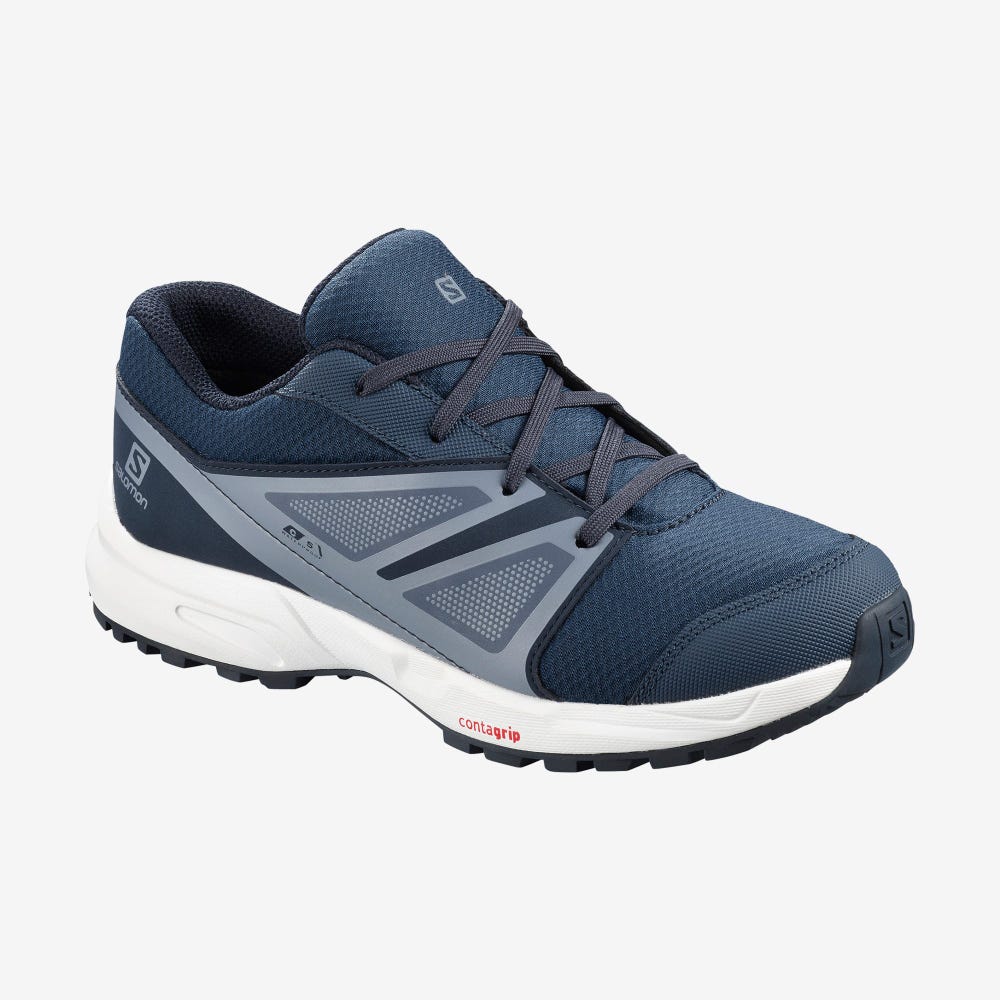 Kids\' Salomon SENSE CLIMASALOMON™ WATERPROOF Running Shoes Navy/Grey | AVDZ-98015