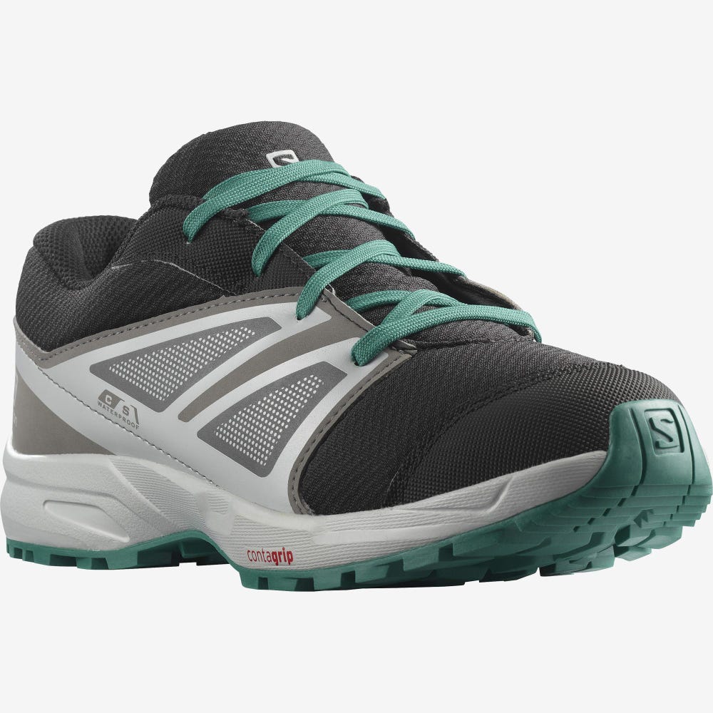 Kids' Salomon SENSE CLIMASALOMON™ WATERPROOF Running Shoes Black/Blue | ECLW-30859