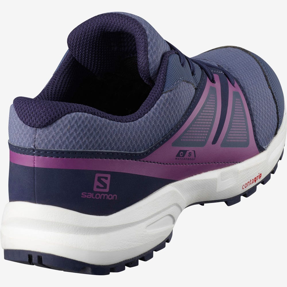 Kids' Salomon SENSE CLIMASALOMON™ WATERPROOF Trail Running Shoes Blue/Purple | WTGP-97246
