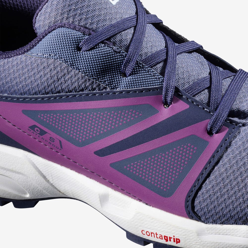 Kids' Salomon SENSE CLIMASALOMON™ WATERPROOF Trail Running Shoes Blue/Purple | WTGP-97246