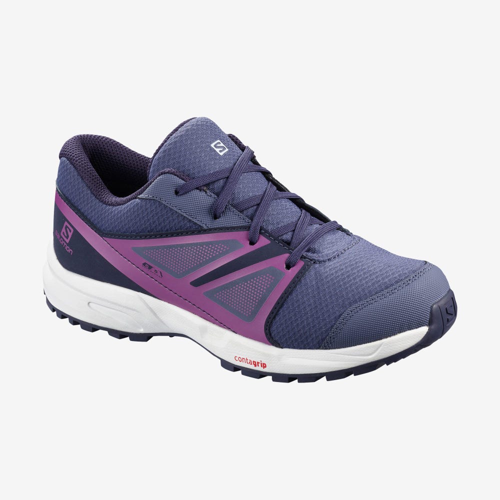 Kids\' Salomon SENSE CLIMASALOMON™ WATERPROOF Trail Running Shoes Blue/Purple | WTGP-97246