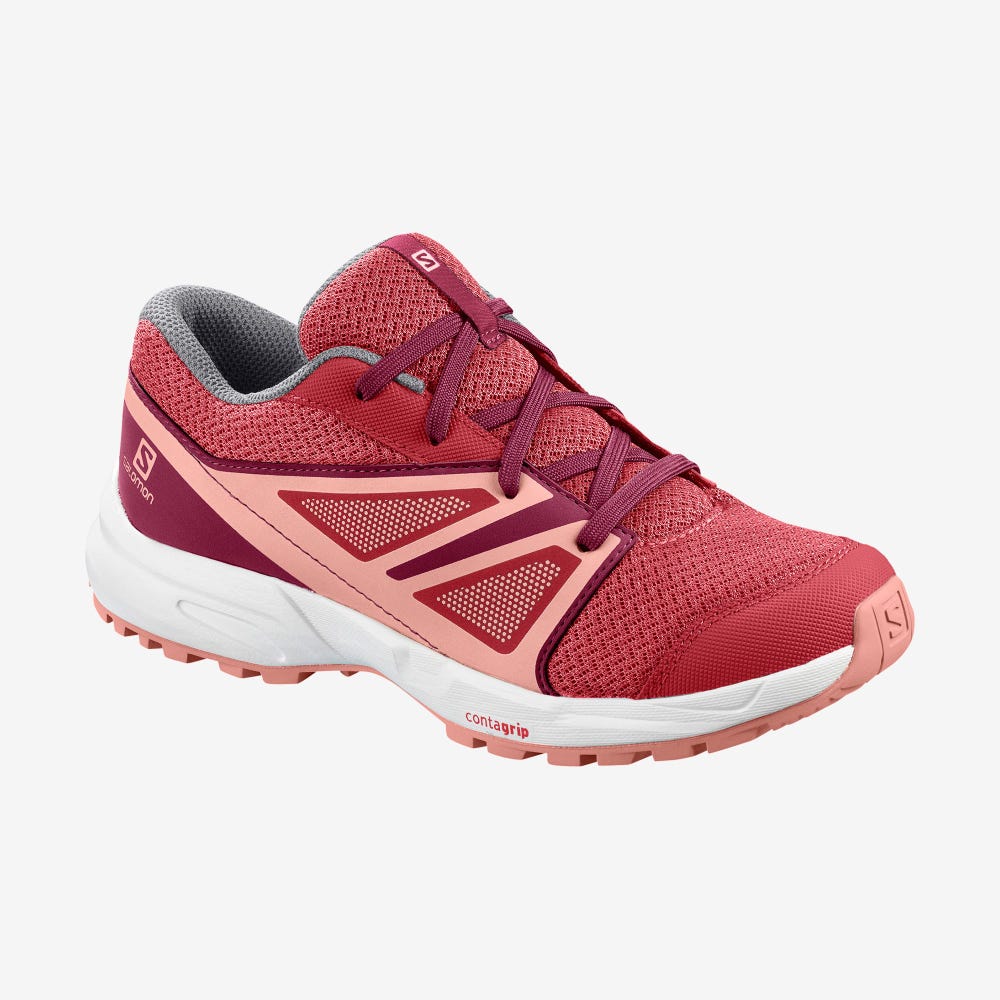 Kids\' Salomon SENSE J Running Shoes Dark Red Rose/Red/Coral | NQLA-79185