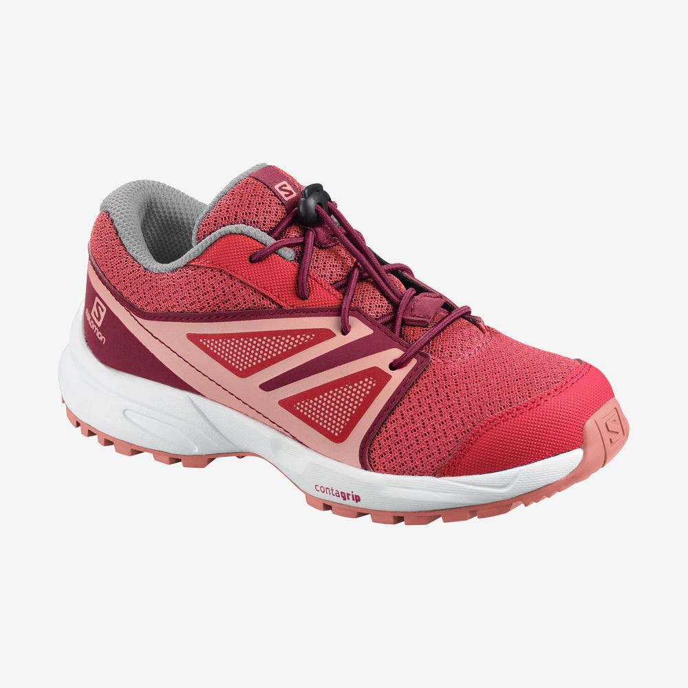 Kids\' Salomon SENSE K Running Shoes Dark Red Rose/Red/Coral | TOMR-75184