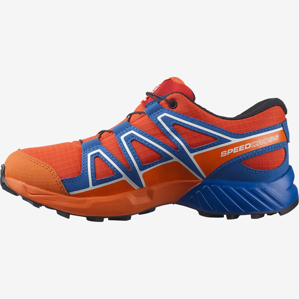Kids' Salomon SPEEDCROSS CLIMASALOMON™ WATERPROOF Trail Running Shoes Pink/White | BHNL-15743