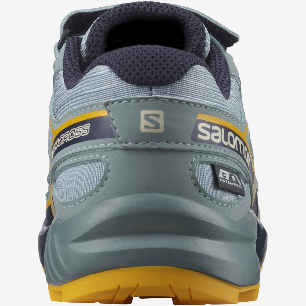 Kids' Salomon SPEEDCROSS CLIMASALOMON™ WATERPROOF Trail Running Shoes Green | BMQS-46897