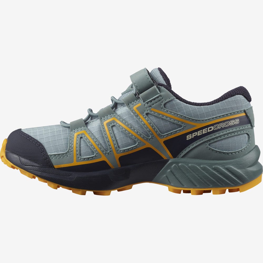 Kids' Salomon SPEEDCROSS CLIMASALOMON™ WATERPROOF Trail Running Shoes Green | BMQS-46897