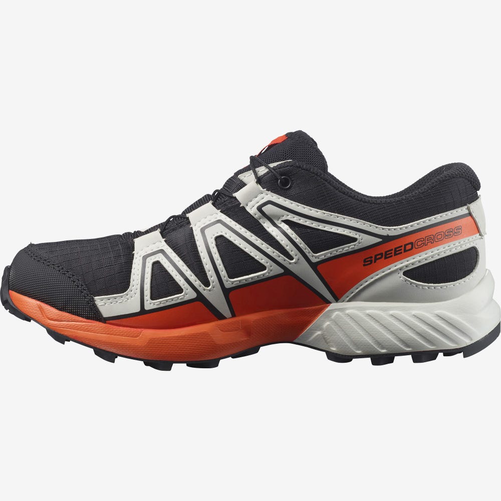 Kids' Salomon SPEEDCROSS CLIMASALOMON™ WATERPROOF Hiking Boots Black/Pink | DXEK-70359