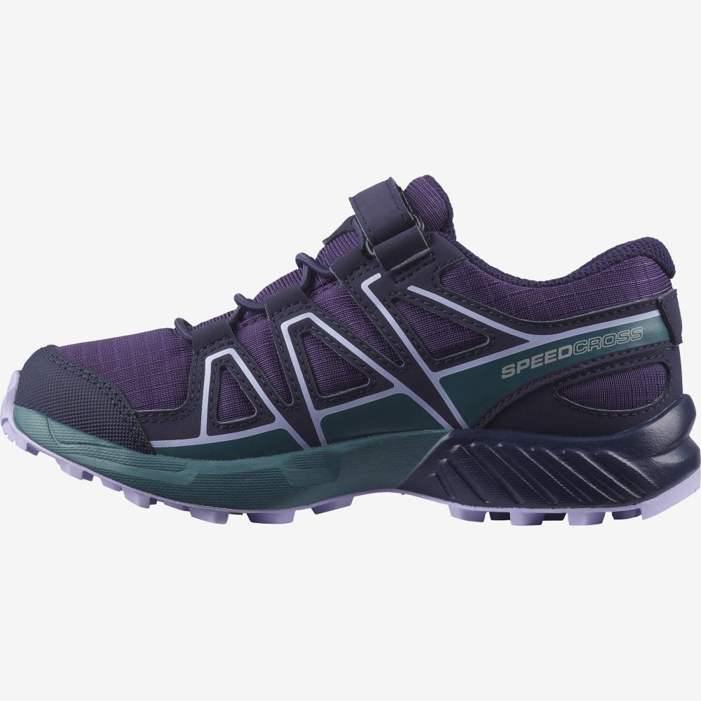 Kids' Salomon SPEEDCROSS CLIMASALOMON™ WATERPROOF Trail Running Shoes Purple/Blue/Lavender | JBGU-82976