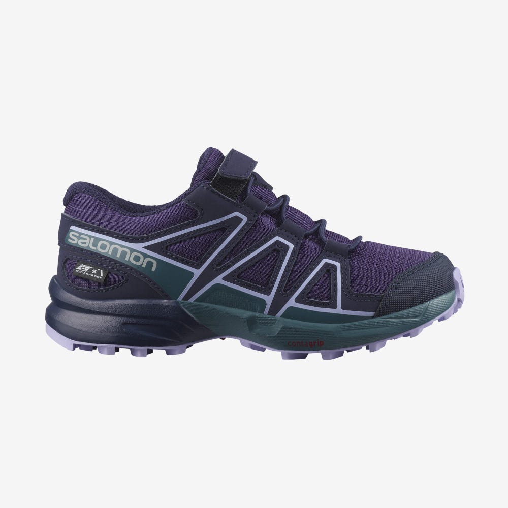 Kids\' Salomon SPEEDCROSS CLIMASALOMON™ WATERPROOF Trail Running Shoes Purple/Blue/Lavender | JBGU-82976