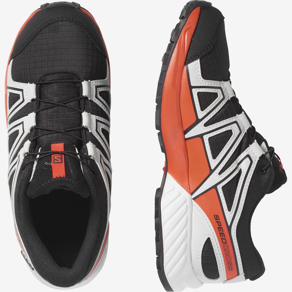 Kids' Salomon SPEEDCROSS CLIMASALOMON™ WATERPROOF Trail Running Shoes Black/Pink | SOFH-65732