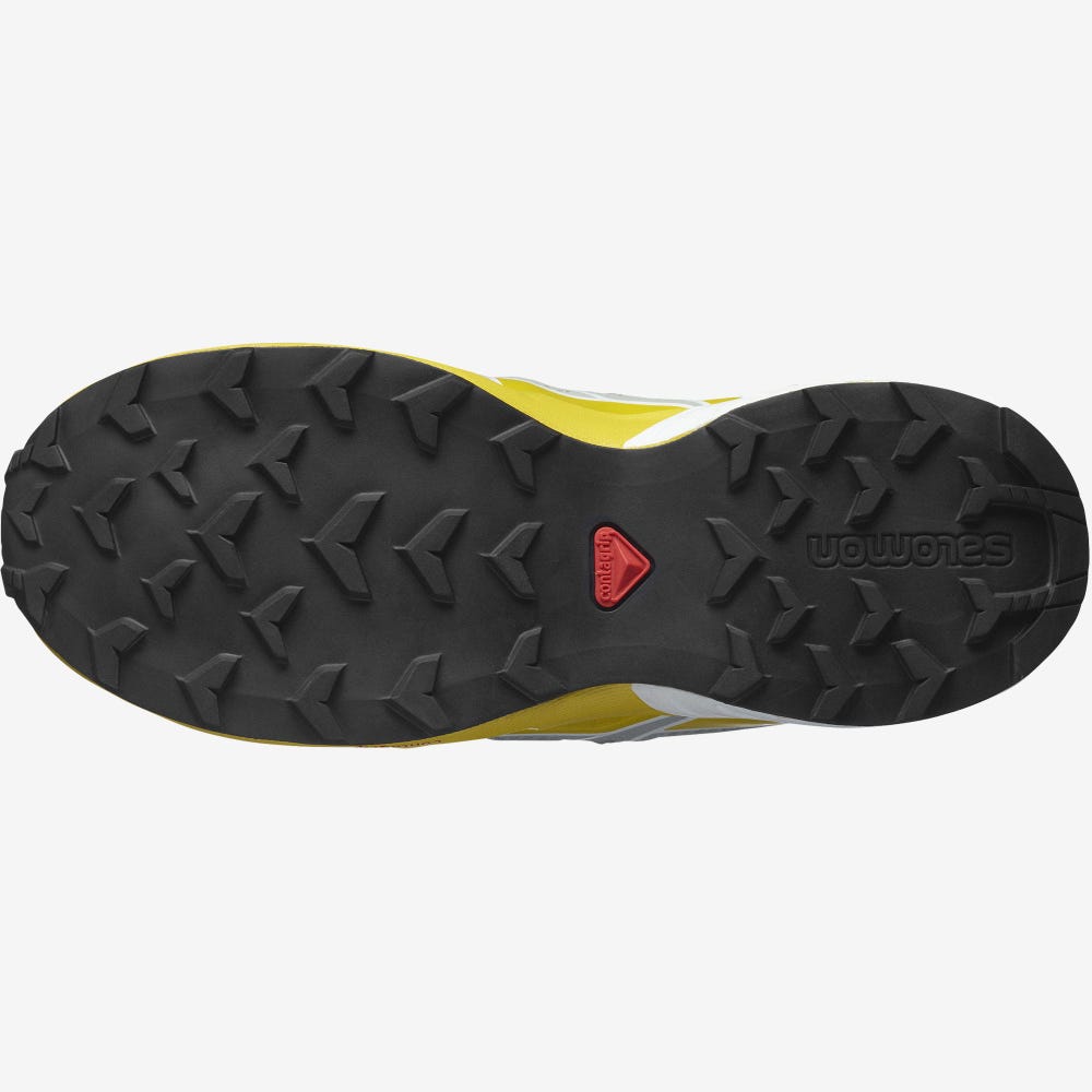 Kids' Salomon SPEEDCROSS CLIMASALOMON™ WATERPROOF Trail Running Shoes Black/Lemon | SXEA-62483