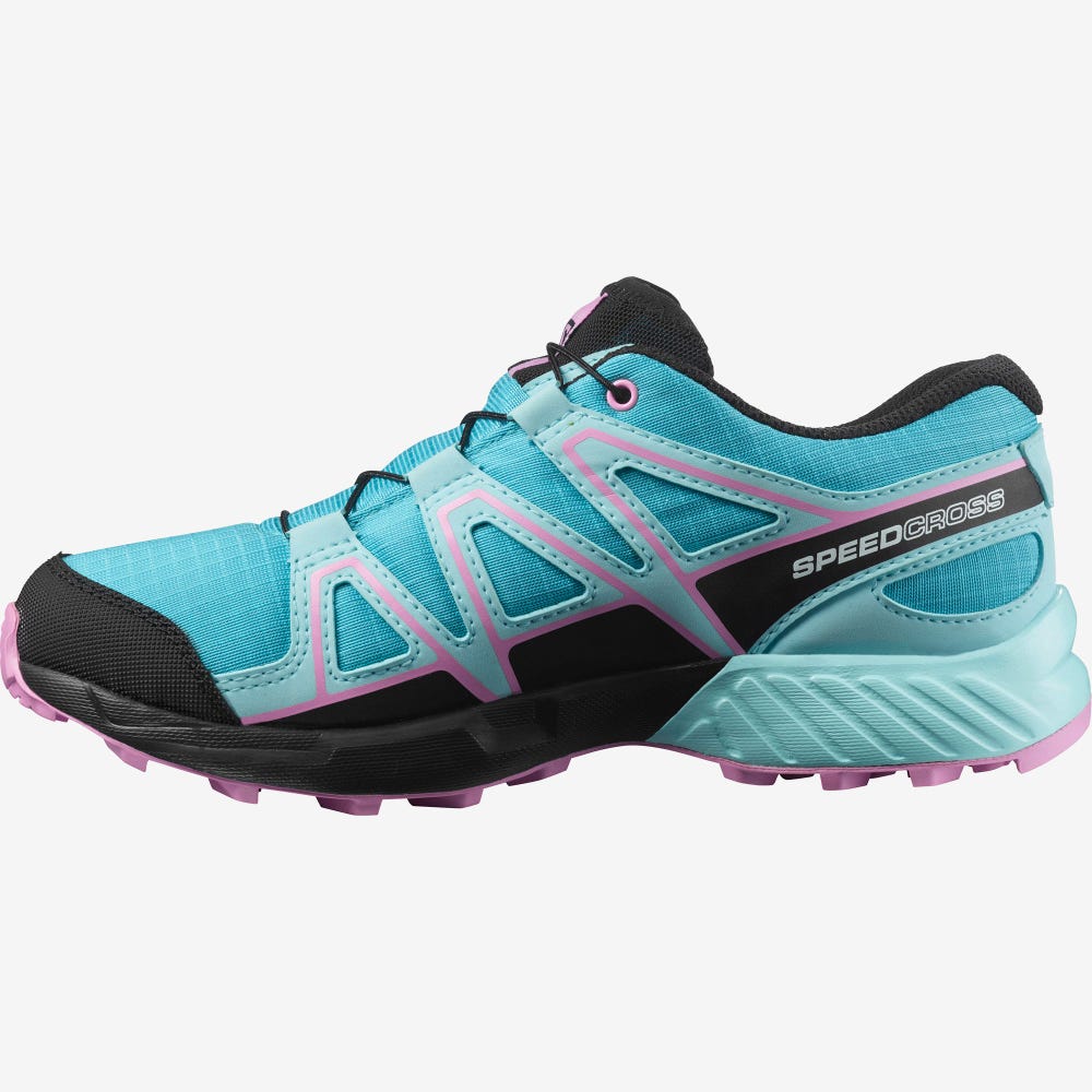 Kids' Salomon SPEEDCROSS CLIMASALOMON™ WATERPROOF Hiking Boots Blue/Turquoise/Purple | WCSE-38649