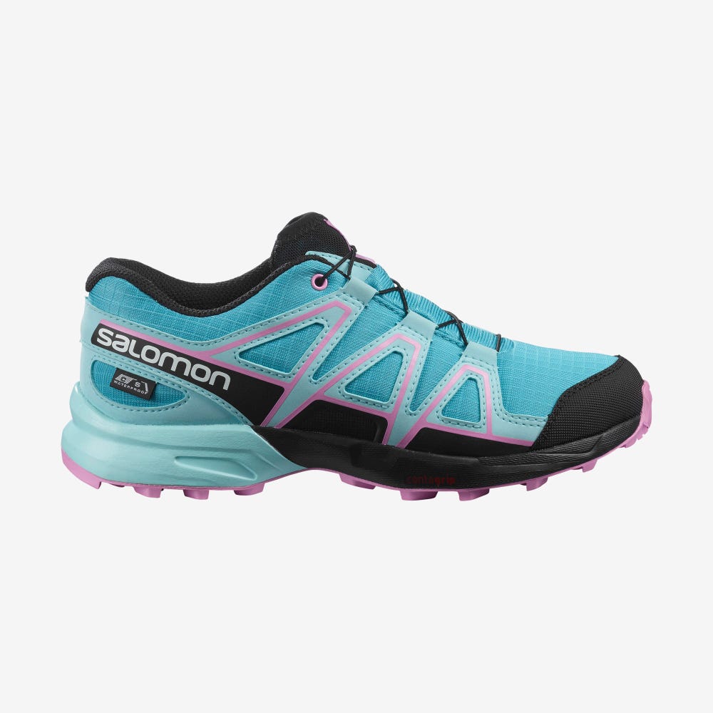 Kids\' Salomon SPEEDCROSS CLIMASALOMON™ WATERPROOF Hiking Boots Blue/Turquoise/Purple | WCSE-38649