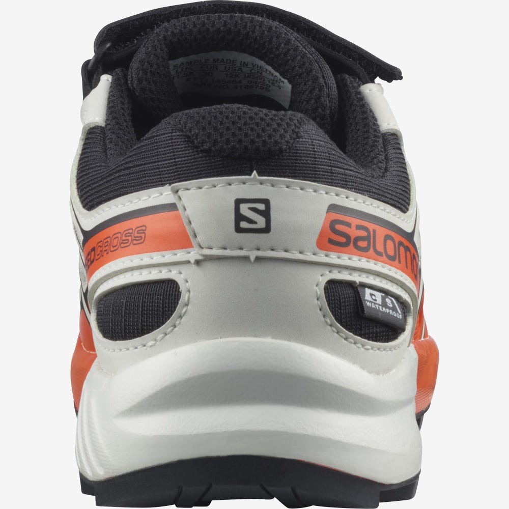 Kids' Salomon SPEEDCROSS CLIMASALOMON™ WATERPROOF Trail Running Shoes Black/Pink | WGZE-19467