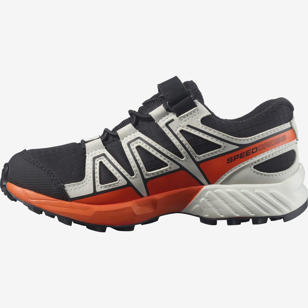 Kids' Salomon SPEEDCROSS CLIMASALOMON™ WATERPROOF Trail Running Shoes Black/Pink | WGZE-19467