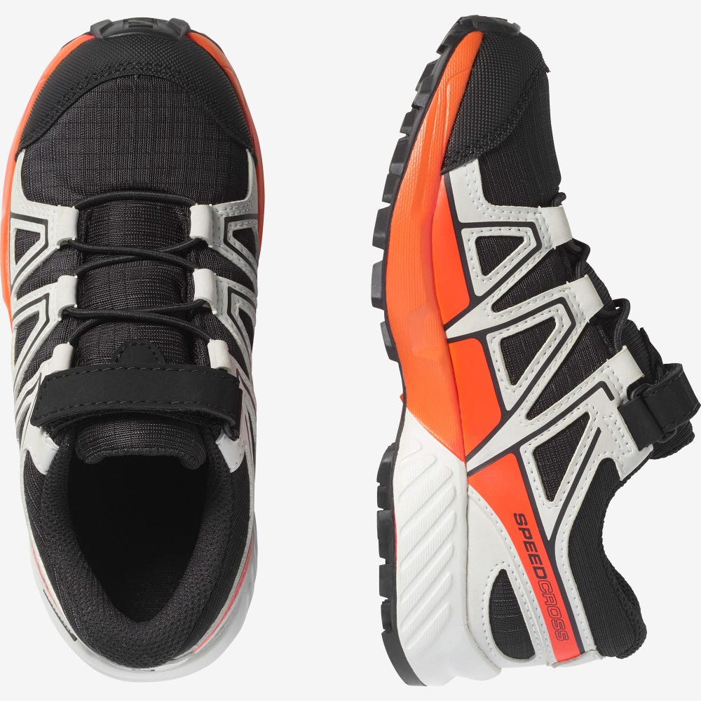 Kids' Salomon SPEEDCROSS CLIMASALOMON™ WATERPROOF Trail Running Shoes Black/Pink | WGZE-19467
