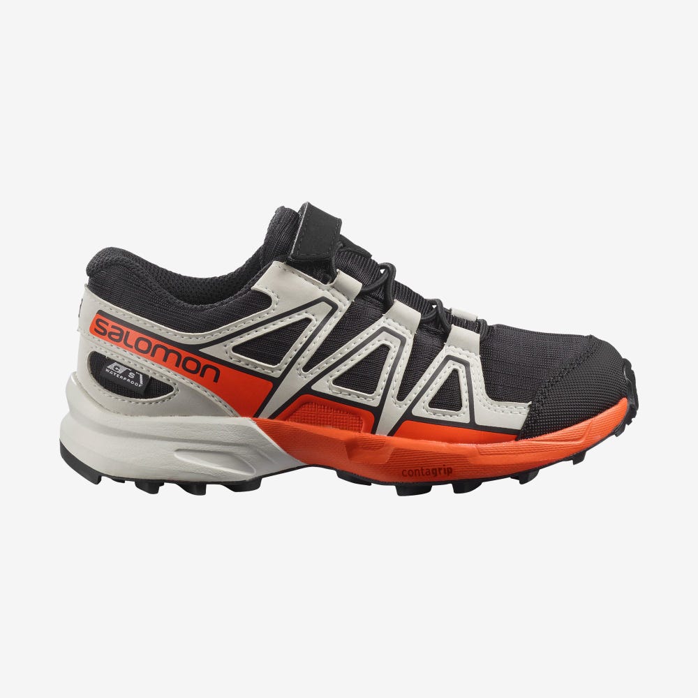 Kids\' Salomon SPEEDCROSS CLIMASALOMON™ WATERPROOF Trail Running Shoes Black/Pink | WGZE-19467