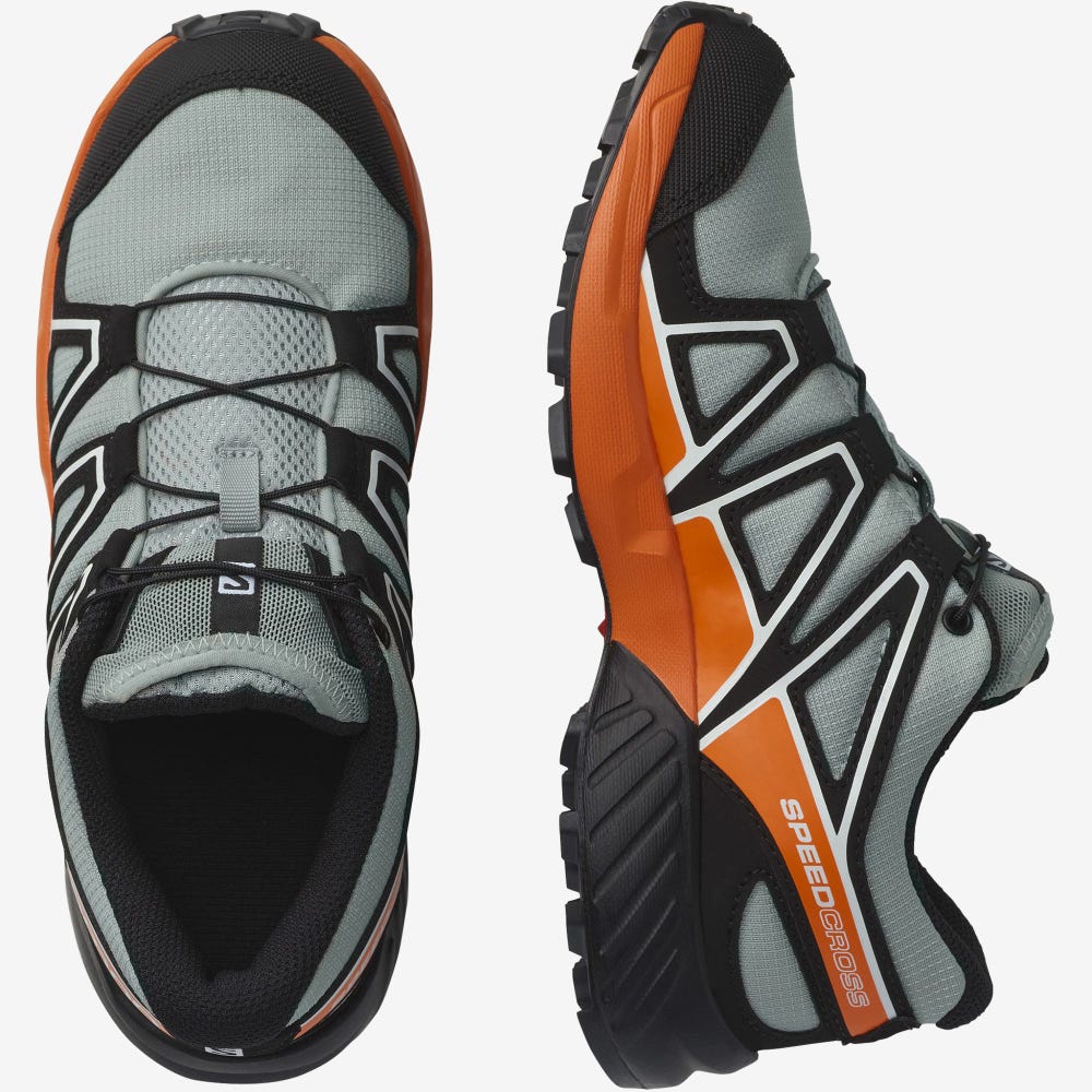 Kids' Salomon SPEEDCROSS Hiking Boots Green/Black/Orange | BPQA-72054