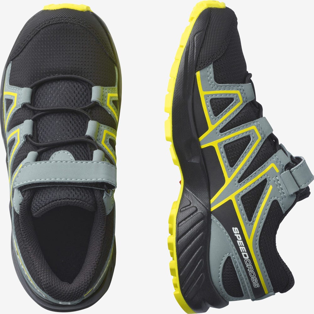 Kids' Salomon SPEEDCROSS Trail Running Shoes Black | FVBJ-75264