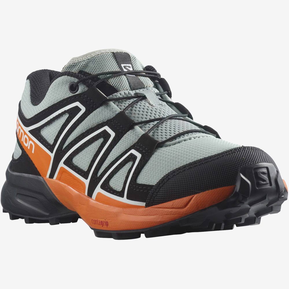 Kids' Salomon SPEEDCROSS Trail Running Shoes Green/Black/Orange | LMEF-29368
