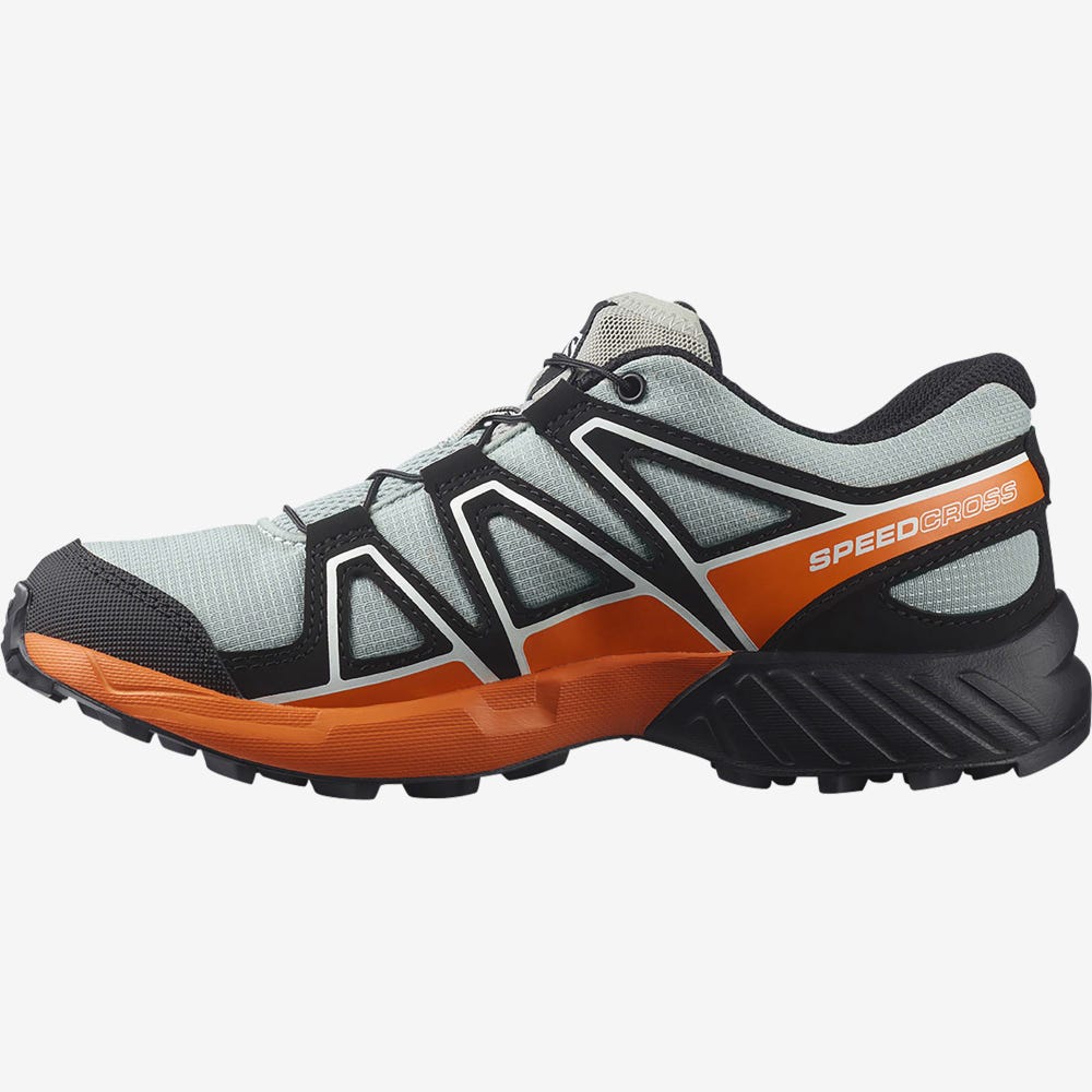 Kids' Salomon SPEEDCROSS Trail Running Shoes Green/Black/Orange | LMEF-29368