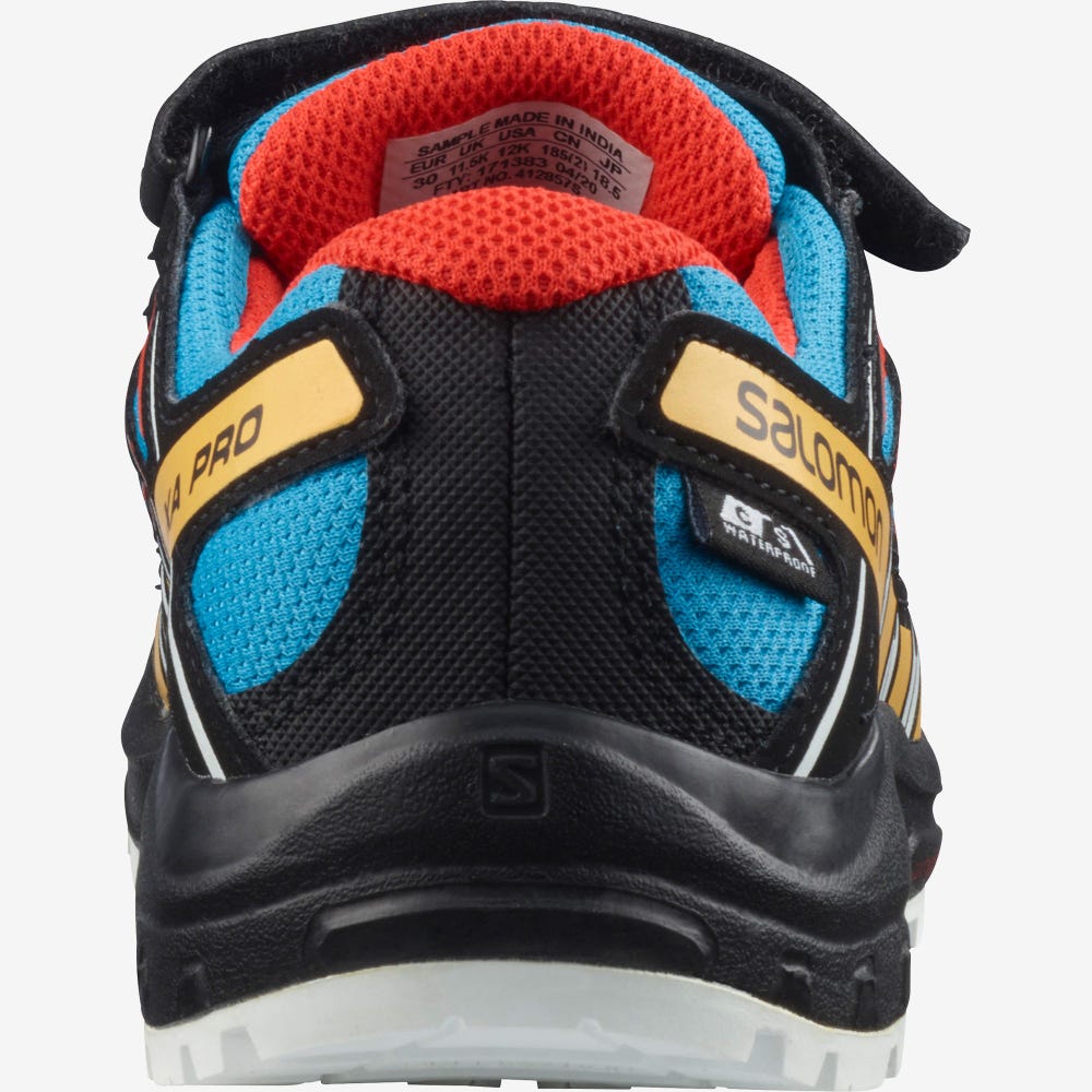 Kids' Salomon XA PRO 3D CSWP K Hiking Boots Blue/Black/ Apricot | HTSQ-95617