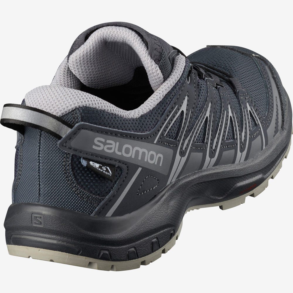 Kids' Salomon XA PRO 3D CSWP NOCTURNE J Trail Running Shoes Grey/Navy | ASHD-51032