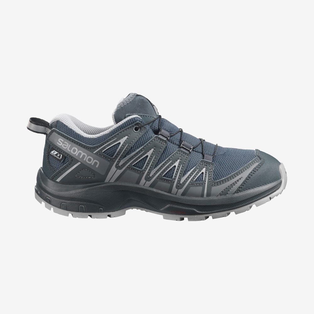Kids\' Salomon XA PRO 3D CSWP NOCTURNE J Trail Running Shoes Grey/Navy | ASHD-51032