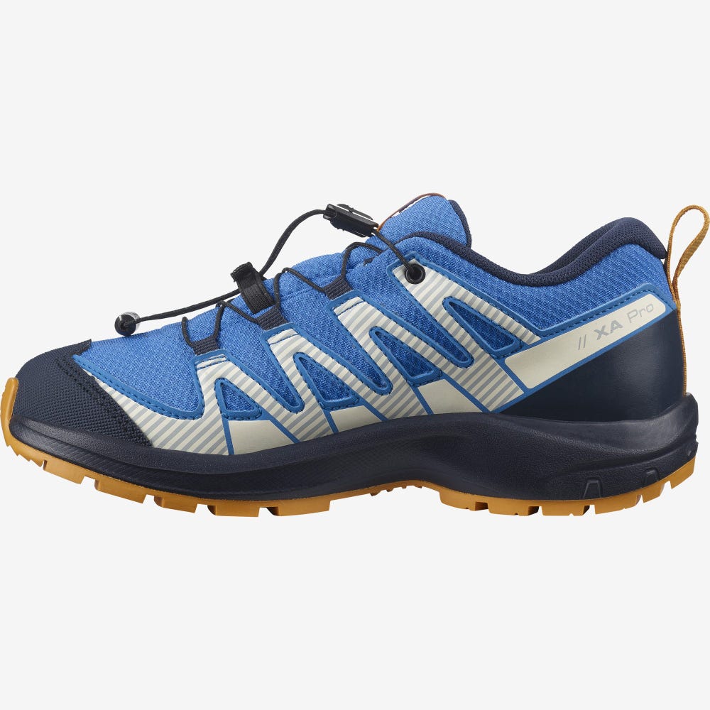 Kids' Salomon XA PRO V8 CLIMASALOMON™ WATERPROOF Hiking Boots Blue/Navy | BGUT-45320
