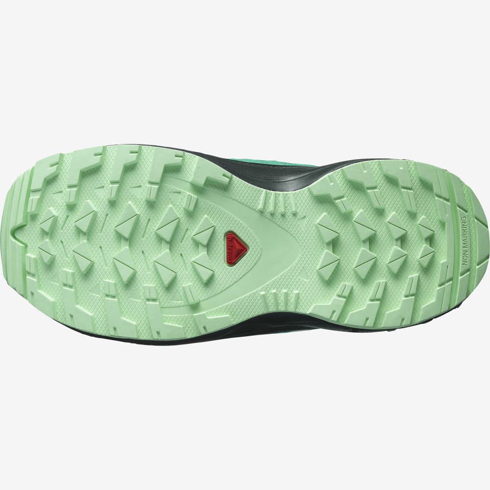 Kids' Salomon XA PRO V8 CLIMASALOMON™ WATERPROOF Hiking Boots Deep Turquoise/Black/Green | CNYD-09683