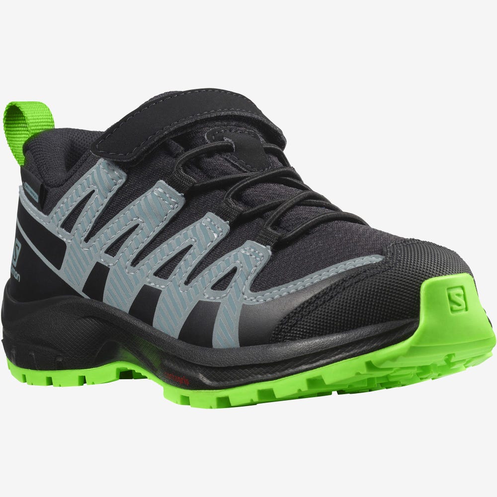 Kids' Salomon XA PRO V8 CLIMASALOMON™ WATERPROOF Hiking Boots Black/Green | GTZL-27596