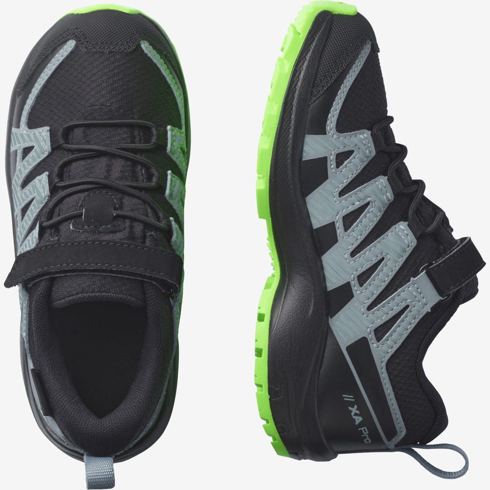 Kids' Salomon XA PRO V8 CLIMASALOMON™ WATERPROOF Hiking Boots Black/Green | GTZL-27596