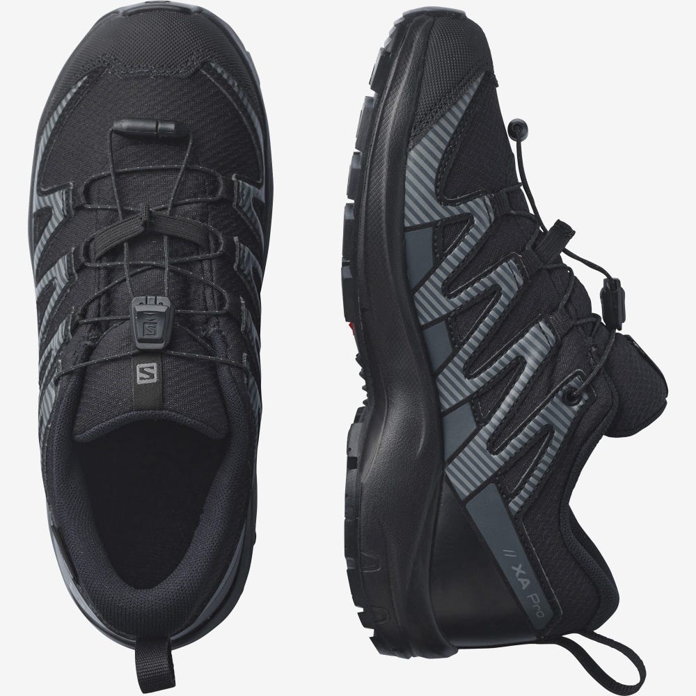 Kids' Salomon XA PRO V8 CLIMASALOMON™ WATERPROOF Hiking Boots Black | KJEV-80912